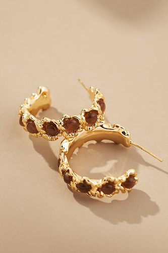 Boucles d'oreilles créoles en pierre d'ail de chat par en - By Anthropologie - Modalova