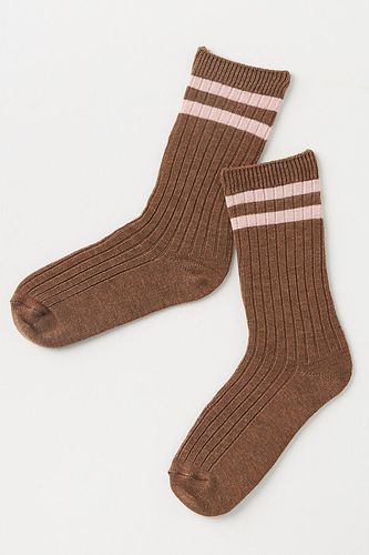 Chaussettes d'équipage à rayures athlétiques par en Beige - By Anthropologie - Modalova