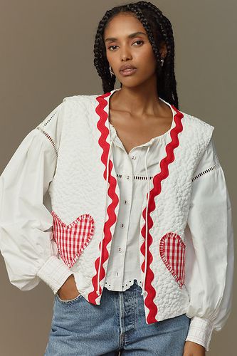 Gilet Matelassé Blanc Plat avec Patch Caur par chez Anthropologie - Flat White - Modalova