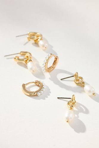 Boucles d'oreilles créoles en perle, lot de 3 par en Gold - By Anthropologie - Modalova