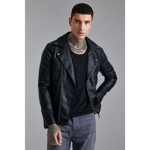 Blouson motard simili - Boohooman - Modalova