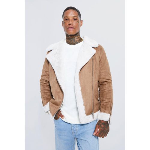 Blouson aviateur à fausse fourrure - Boohooman - Modalova