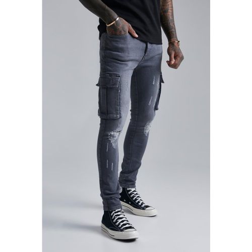 Jean super skinny déchiré style cargo homme - - 34S - Boohooman - Modalova