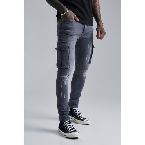 Jean super skinny déchiré style cargo homme - - 36R - Boohooman - Modalova