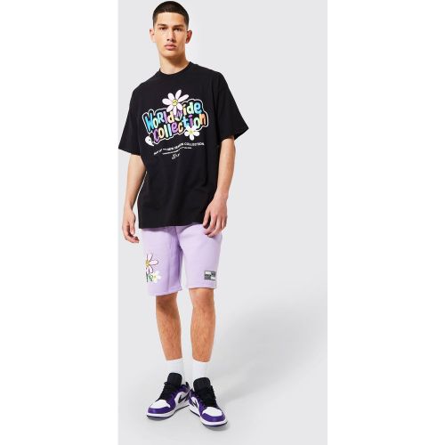 Ensemble oversize imprimé avec t-shirt et short - Boohooman - Modalova