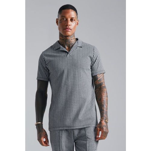 Polo effet jacquard à imprimé pied-de-poule - Boohooman - Modalova