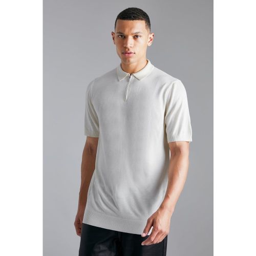 Tall - Polo zippé à manches courtes - Boohooman - Modalova