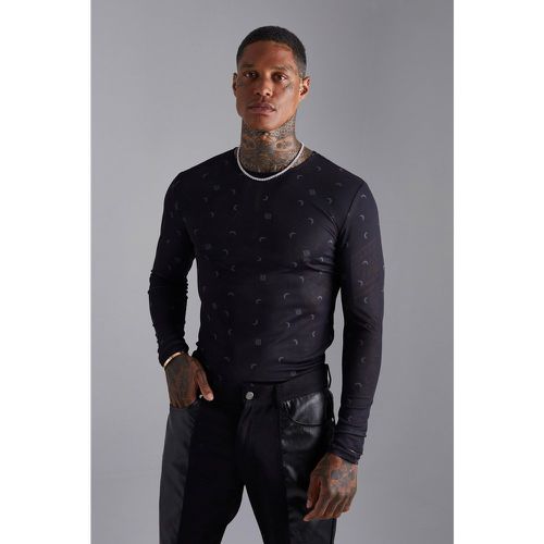 Top moulant en mesh à manches longues - Boohooman - Modalova