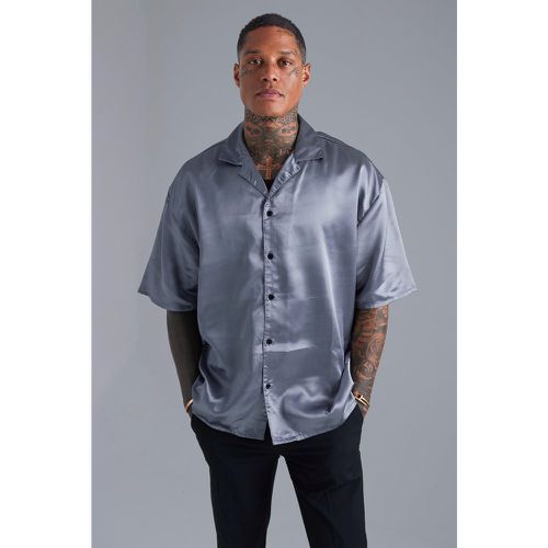 Chemise oversize satinée à manches courtes - Boohooman - Modalova