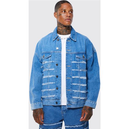 Veste oversize en jean à déchirures - Boohooman - Modalova