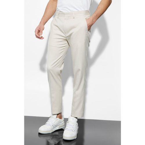 Pantalon de costume slim court en lin - Boohooman - Modalova