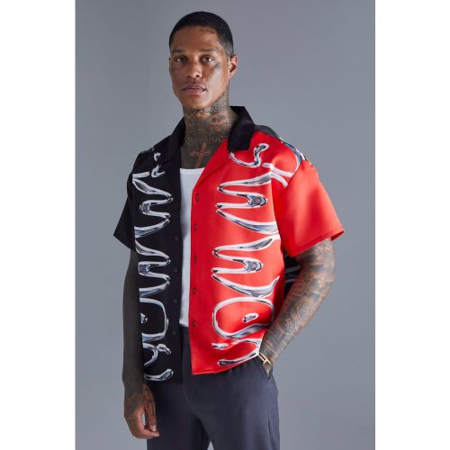 Chemise bicolore satinée imprimée - Boohooman - Modalova