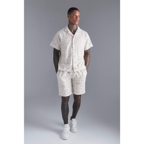 Ensemble imprimé aztèque avec chemise et short - Boohooman - Modalova