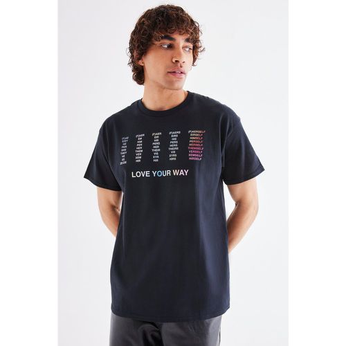 T-shirt oversize imprimé pronoms - Pride - Boohooman - Modalova