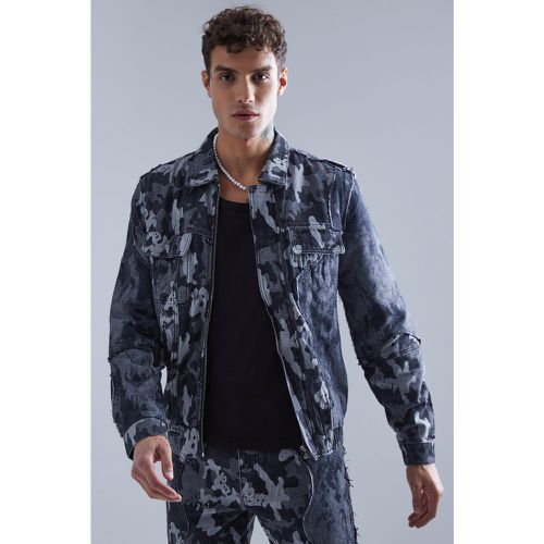 Veste en jean à imprimé camouflage - Boohooman - Modalova