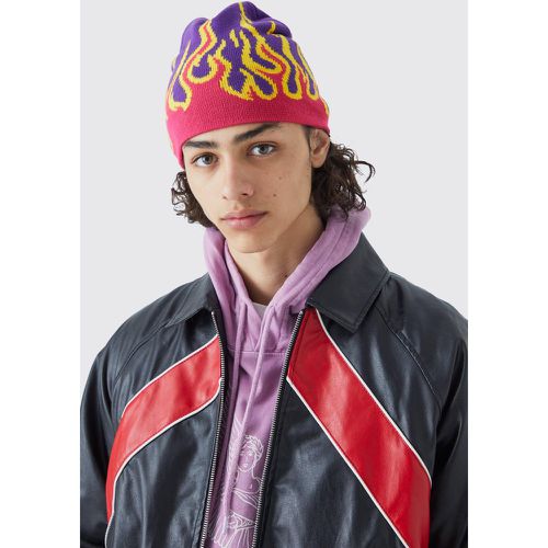 Bonnet en jacquard à imprimé flammes - Boohooman - Modalova