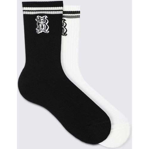 Lot de 2 paires de chaussettes à logo - Boohooman - Modalova