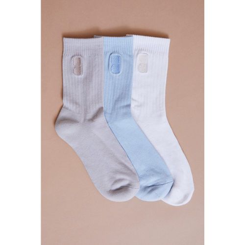 Lot de 3 paires de chaussettes à broderie BU - Boohooman - Modalova