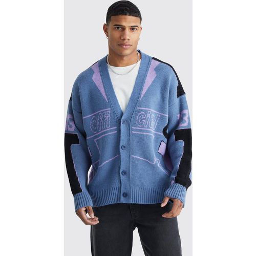 Cardigan oversize à imprimé moto - Boohooman - Modalova