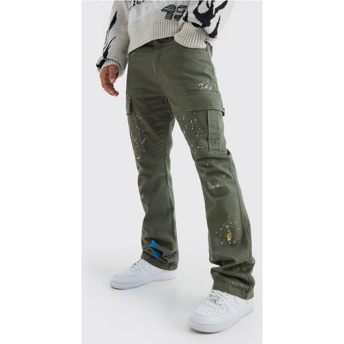 Pantalon cargo slim à taches de peinture - Boohooman - Modalova