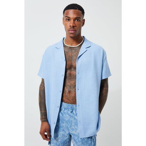 Chemise oversize en lin à manches courtes - Boohooman - Modalova