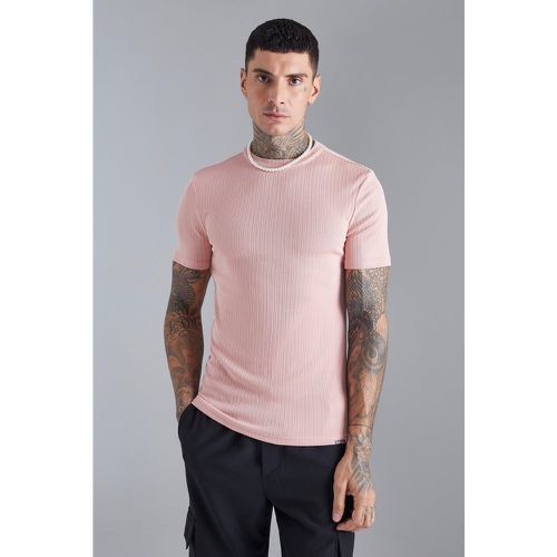 T-shirt moulant texturé - Boohooman - Modalova