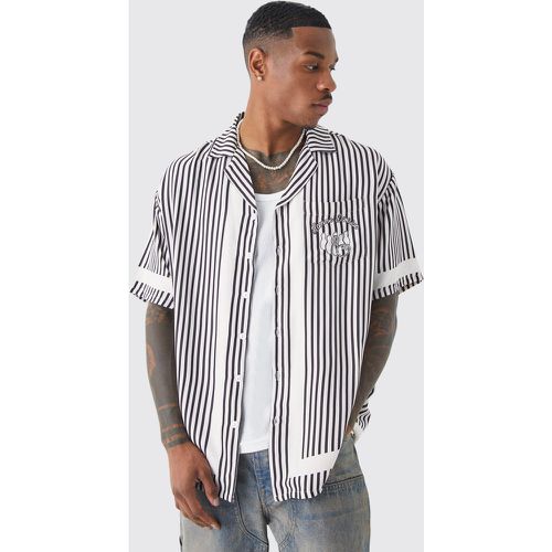 Chemise de bowling oversize à rayures fines - Boohooman - Modalova