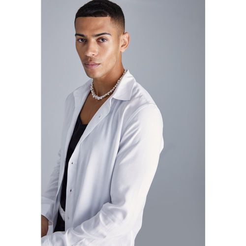 Chemise unie en viscose à manches longues - Boohooman - Modalova