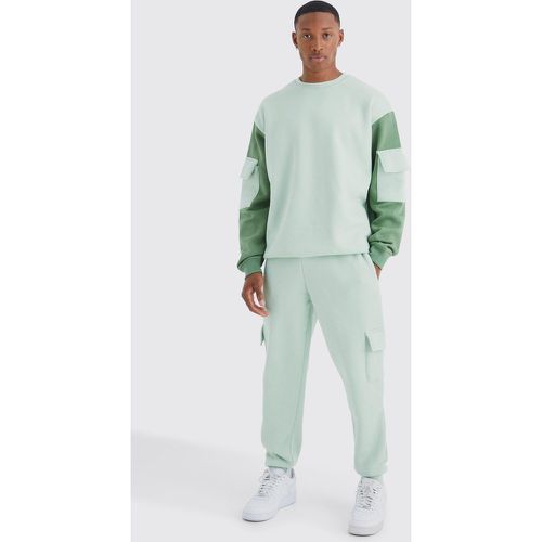 Survêtement oversize cargo color block - Boohooman - Modalova