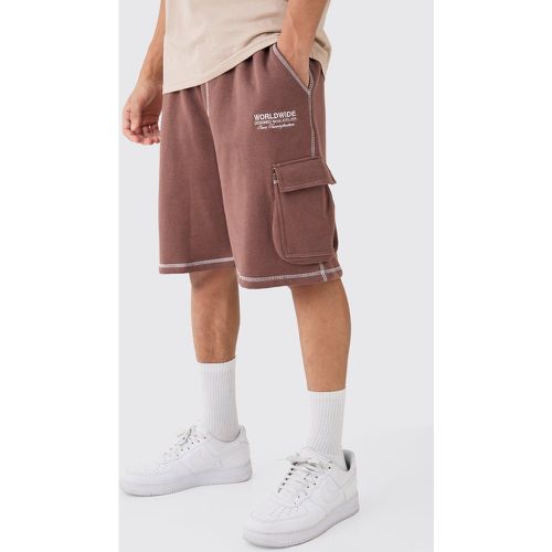 Relaxed Worlwide Contrast Stitch Cargo Shorts homme - Boohooman - Modalova