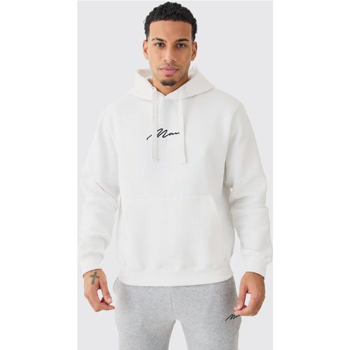 Man Signature Over The Head Hoodie - Boohooman - Modalova