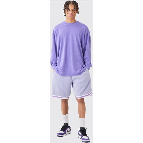 Oversized Mid Length Jersey Tape Basketball Short homme - Boohooman - Modalova