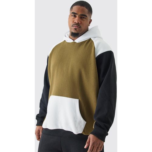 Plus Raglan Colour Block Hoodie In Olive - Boohooman - Modalova