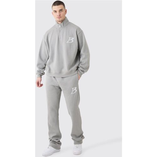 Tall Oversized Boxy B 1/4 Zip Stacked Tracksuit - Boohooman - Modalova