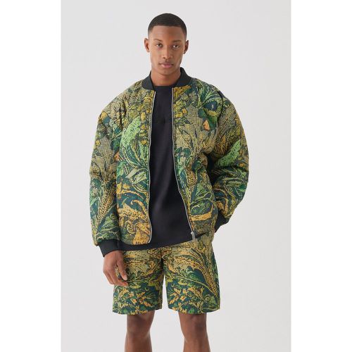 Square Quilted Tapestry Short & Bomber Jacket Set - Boohooman - Modalova