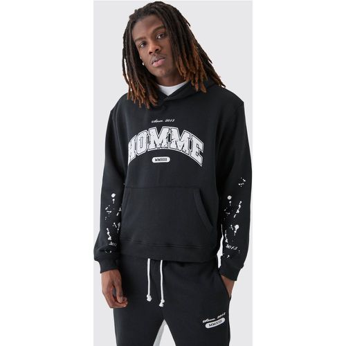 Oversized Boxy Paint Splat Hoodie - Boohooman - Modalova