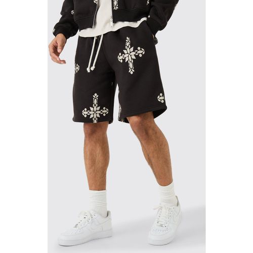 Oversized Mid Length Cross Print Shorts - Boohooman - Modalova