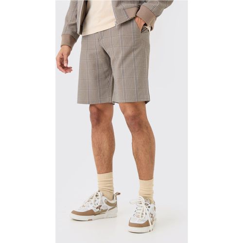 Stretch Textured Check Drawcord Shorts - Boohooman - Modalova