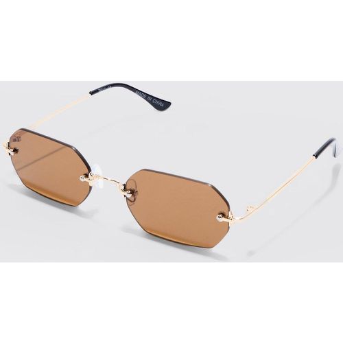 Hexagonal Rimless Sunglasses - Boohooman - Modalova