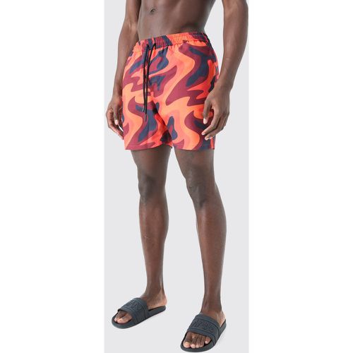 Mid Length Flame Swim Short - Boohooman - Modalova