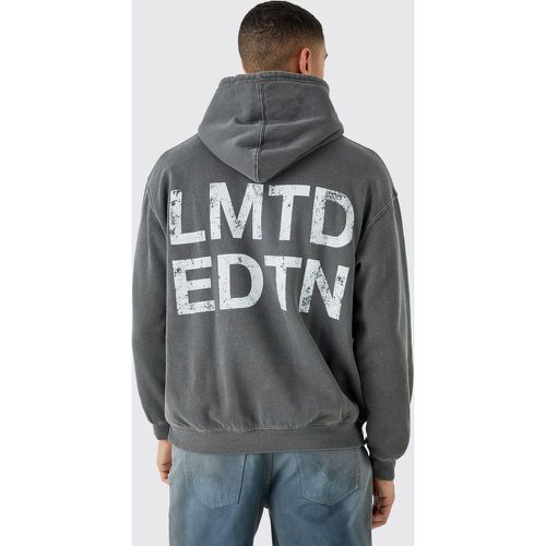 Oversized Overdyed Lmtd Graphic Hoodie - Boohooman - Modalova