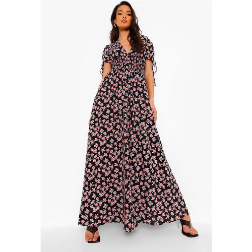 Robe Longue Froncée À Fleurs - boohoo - Modalova