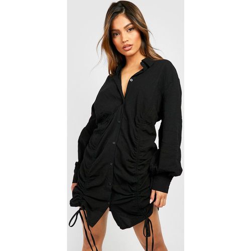 Robe Chemise Effet Lin À Détails Froncés - boohoo - Modalova