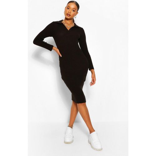 Robe Pull En Maille Côtelée À Col Polo - boohoo - Modalova