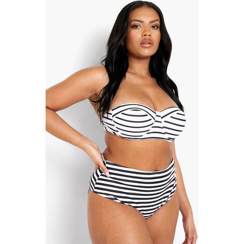 Grande Taille - Bas De Maillot De Bain Taille Haute À Imprimé Nautique - boohoo - Modalova