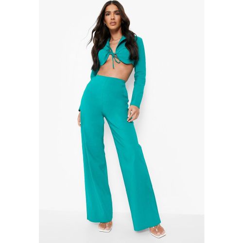 Ensemble Avec Blazer Court Et Pantalon Large - Vert Émeraude - 42, Vert Émeraude - boohoo - Modalova