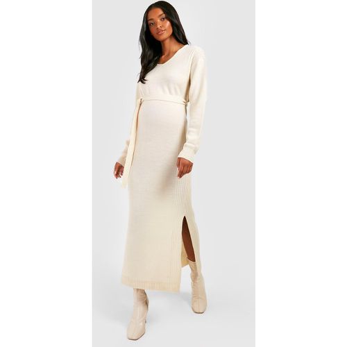 Maternité - Robe De Grossesse Longue Fendue En Maille - boohoo - Modalova