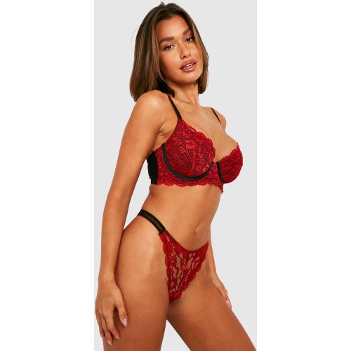 Saint-Valentin - Soutien-Gorge Push-Up En Dentelle Fleurie - - 34E - boohoo - Modalova