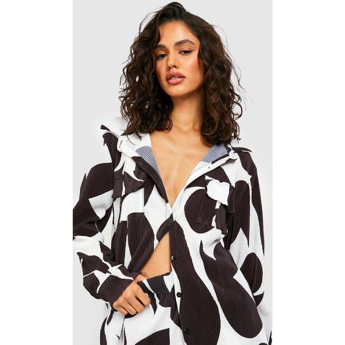 Chemise Oversize Plissée À Imprimé Abstrait - boohoo - Modalova