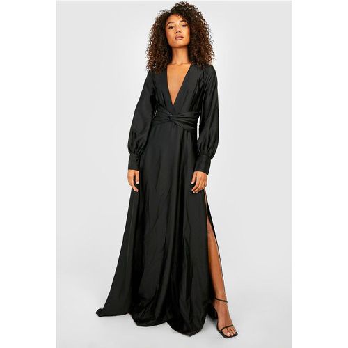 Tall" - Robe Longue Satinée À Manches Ballon - boohoo - Modalova